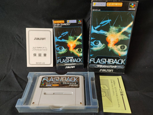 FLASHBACK Super Famicom Cartridge, W/Manual, Regi card, and Box, Working-f0518-