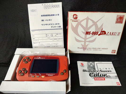 WONDERSWAN Color Console GUNDAM CHAR's ZAKU II Red Ver. w/manual, box set-e0519-