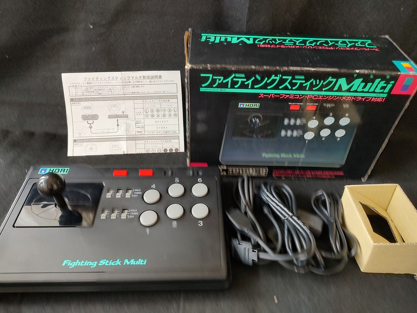 Hori Fighting Stick Multi H3J-07 Super Famicom PC Engine Megadrive Boxed  Tested