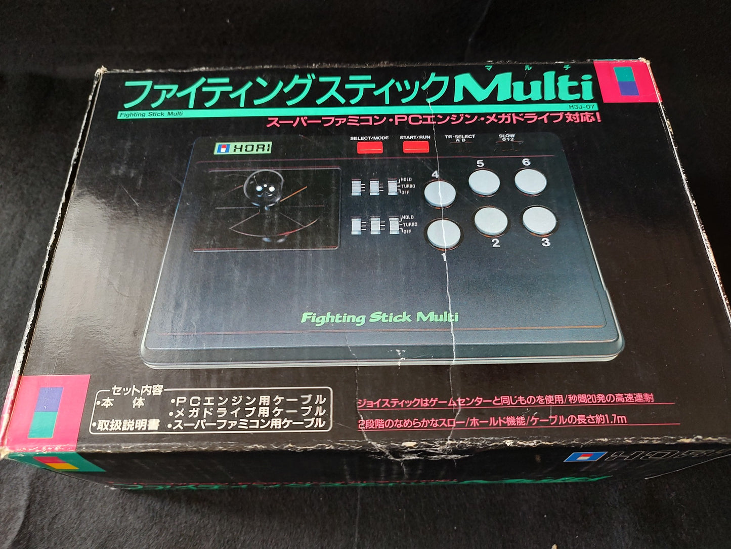 Hori Arcade Fighting Stick Multi for SNES, PC Engine, Megadrive Boxed set-f0614-