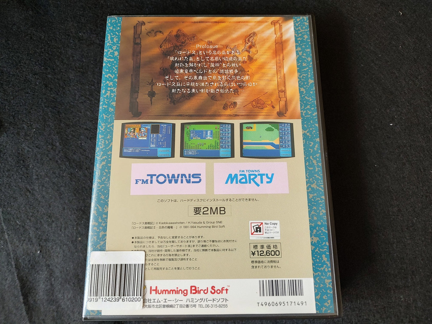 Record of Lodoss War 2 FM TOWNS/MARTY RPG Game Disk w/Manual, Box, Working-f0614