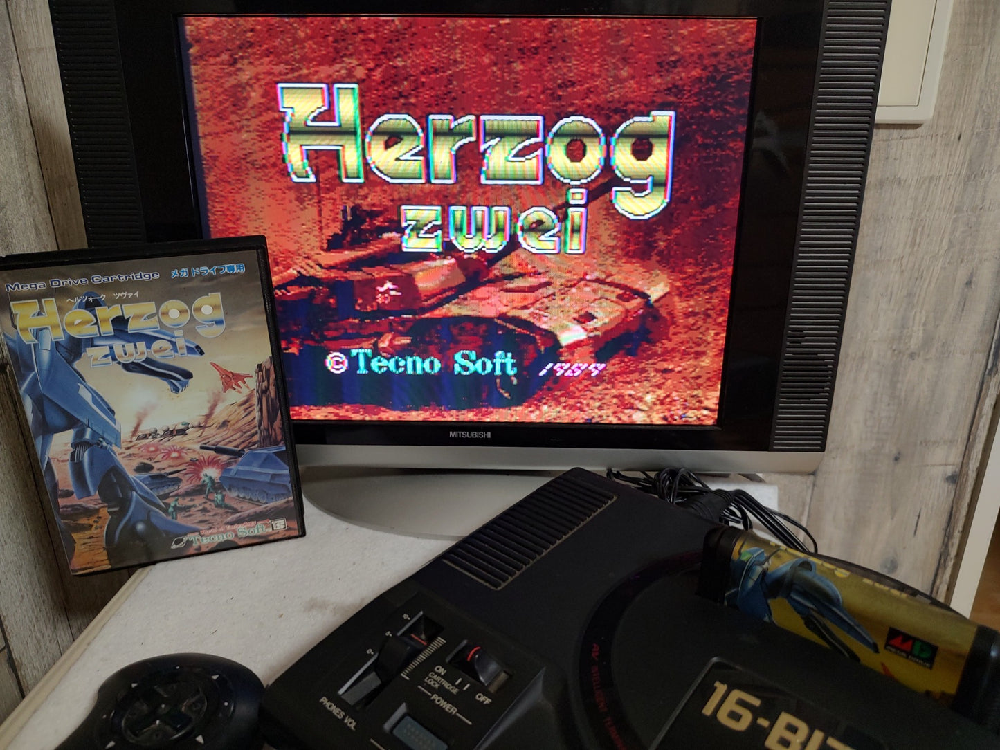 Herzog Zwei SEGA MEGA DRIVE Genesis W/Manual, Box, working-f0616-