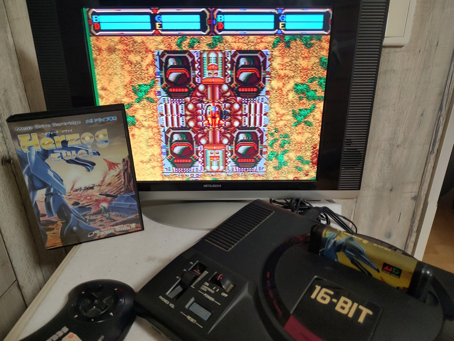 Herzog Zwei SEGA MEGA DRIVE Genesis W/Manual, Box, working-f0616-