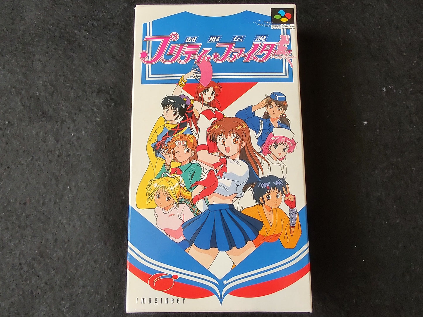 PRETTY FIGHTER Seifuku Densetsu Super Famicom Cartridge, W/Manual, and Box-f0618