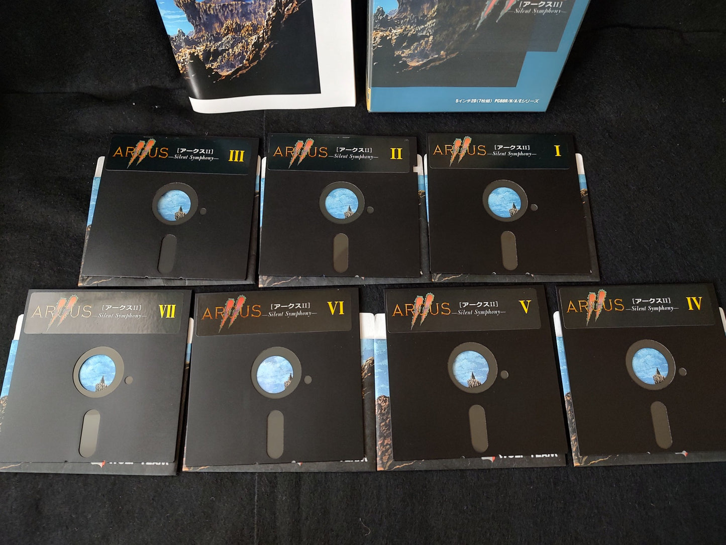 PC-8801 PC88 ARCUS 2 Game Disks, Manual, Box set, Not Working-f0621-