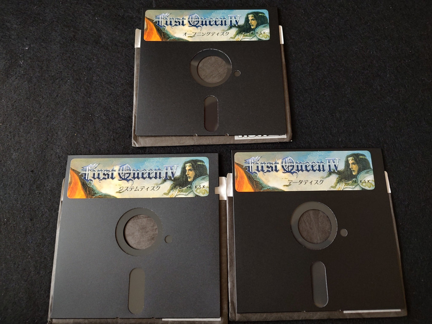 PC-9801 PC98 First Queen 4 Game Floppy disks, w/Manual, Box set,Not tested-f0626