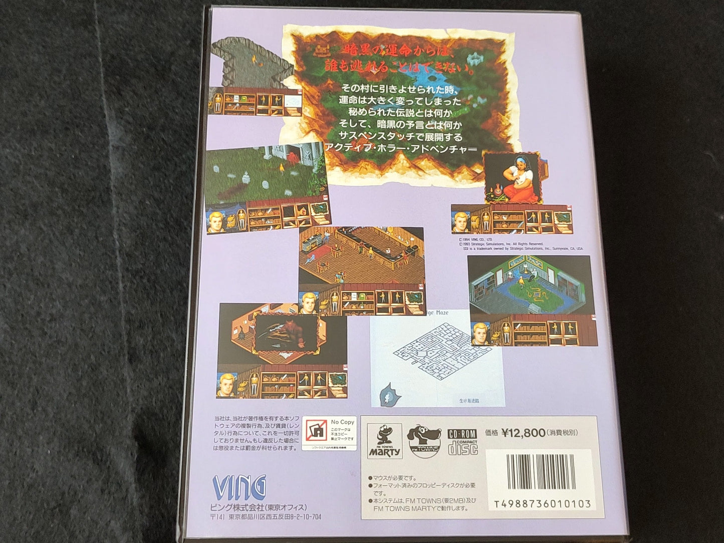 Veil of Darkness FM TOWNS Marty Game /Manual, Papers, Box set, Working-f0709-