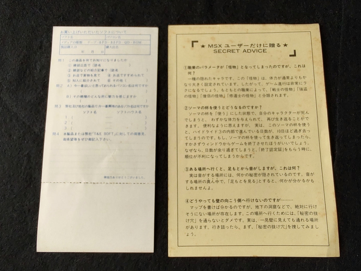 HYDLIDE 3 The Space Memories MSX MSX2 Game Cartridge, Manual, Box, Working-f0113