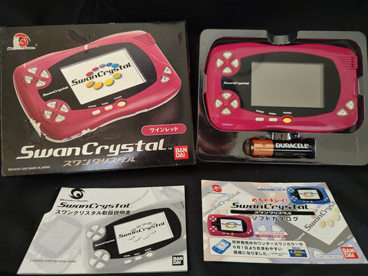 Wonder Swan Crystal Wine red BANDAI Console, Manual, Boxed set tested-f0714-