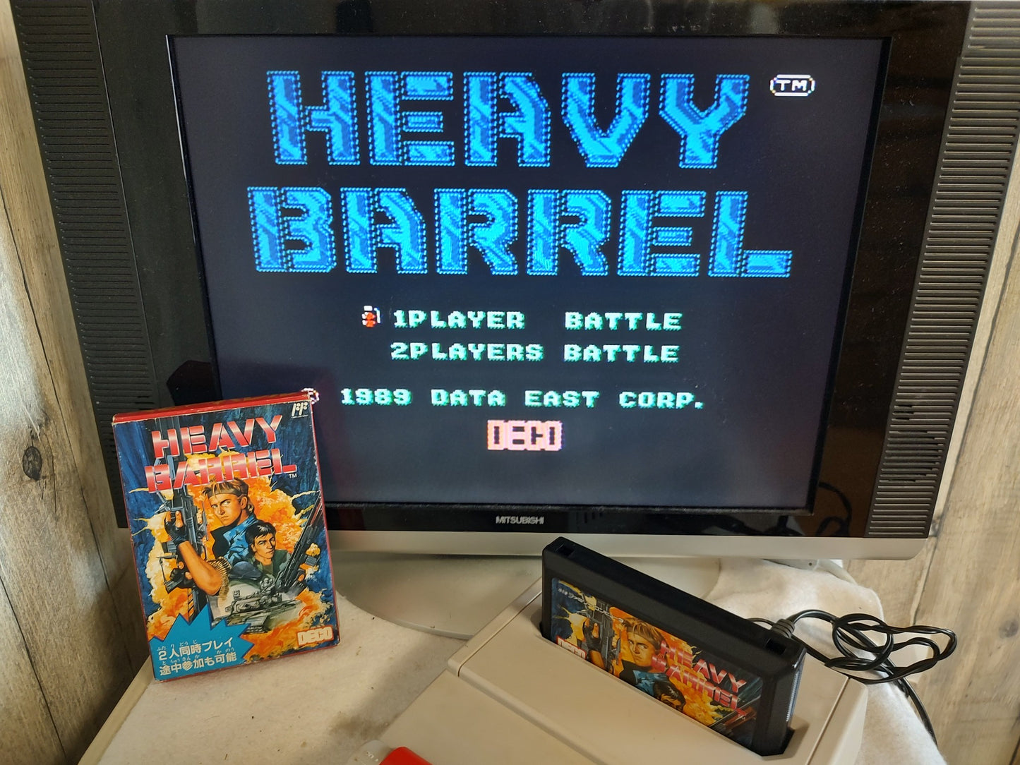 HEAVY BARREL Nintendo Famicon FC Cartridge, w/Manual, Box, set Working-f0726-