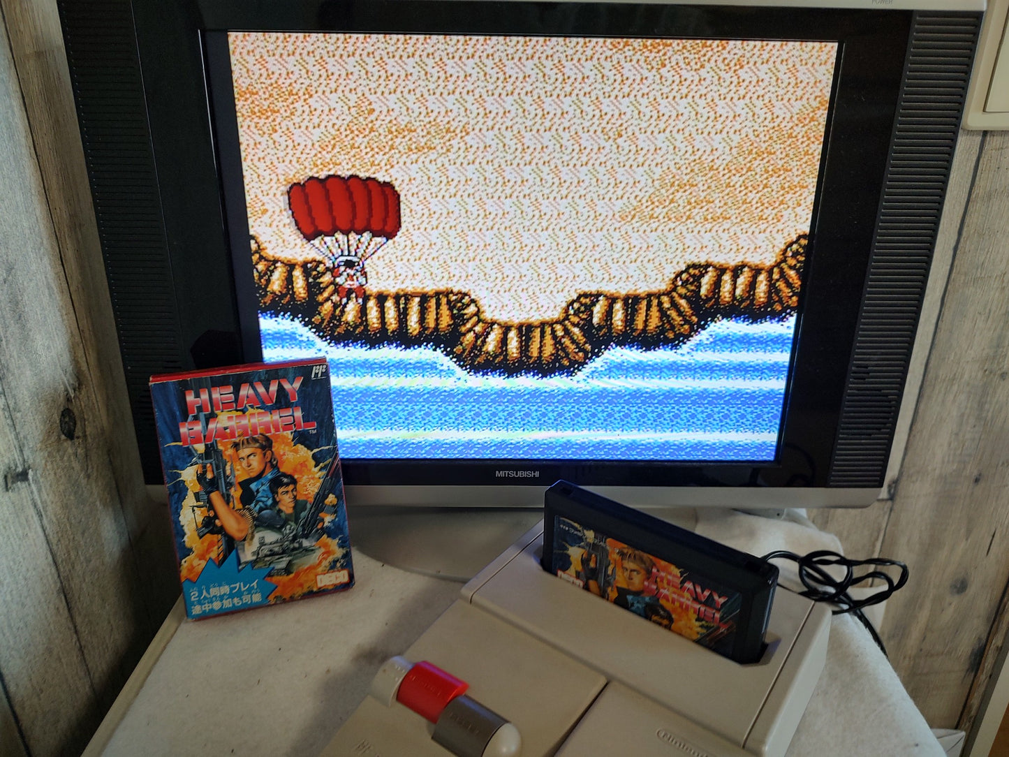 HEAVY BARREL Nintendo Famicon FC Cartridge, w/Manual, Box, set Working-f0726-