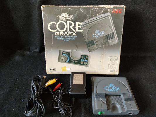 NEC PC Engine Coregrafx Console PI-TG3 TurboGrafx16, w/PSU, AV cable Box-f0803-1
