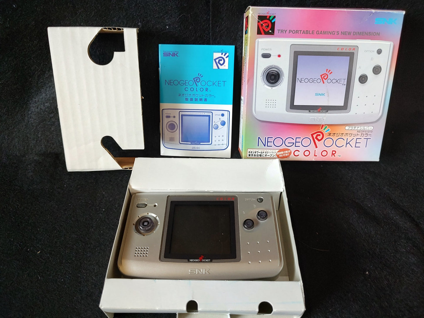 SNK NEOGEO POCKET Color NGPC PLATINUM SILVER Console Boxed NEO GEO set-f0809- - Hakushin Retro Game shop