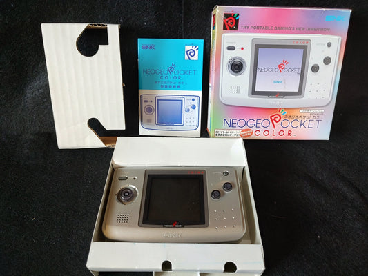SNK NEOGEO POCKET Color NGPC PLATINUM SILVER Console Boxed NEO GEO set-f0809-