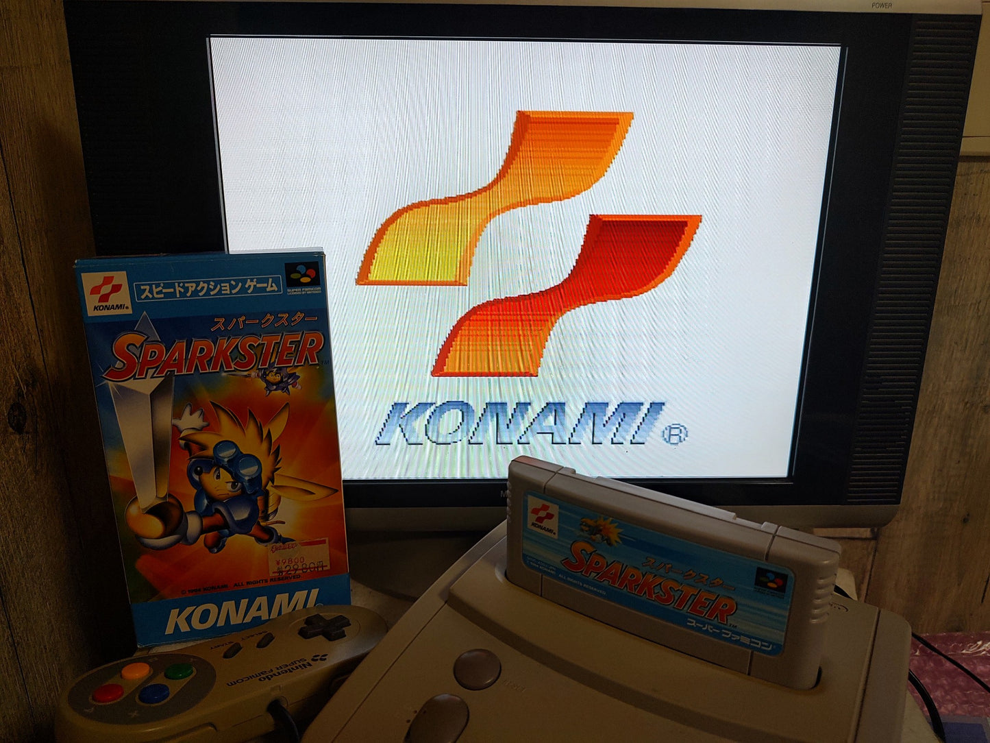 SPARKSTER Super Famicom Game SFC Cartridge w/,Manual, Box set Working-f0820-