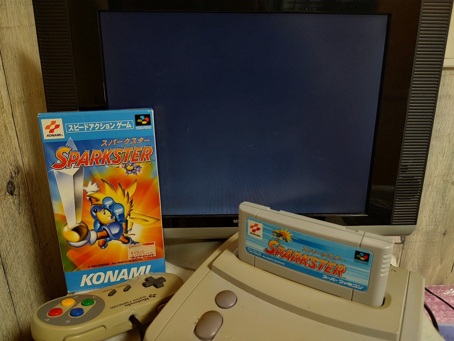 SPARKSTER Super Famicom Game SFC Cartridge w/,Manual, Box set Working-f0820-