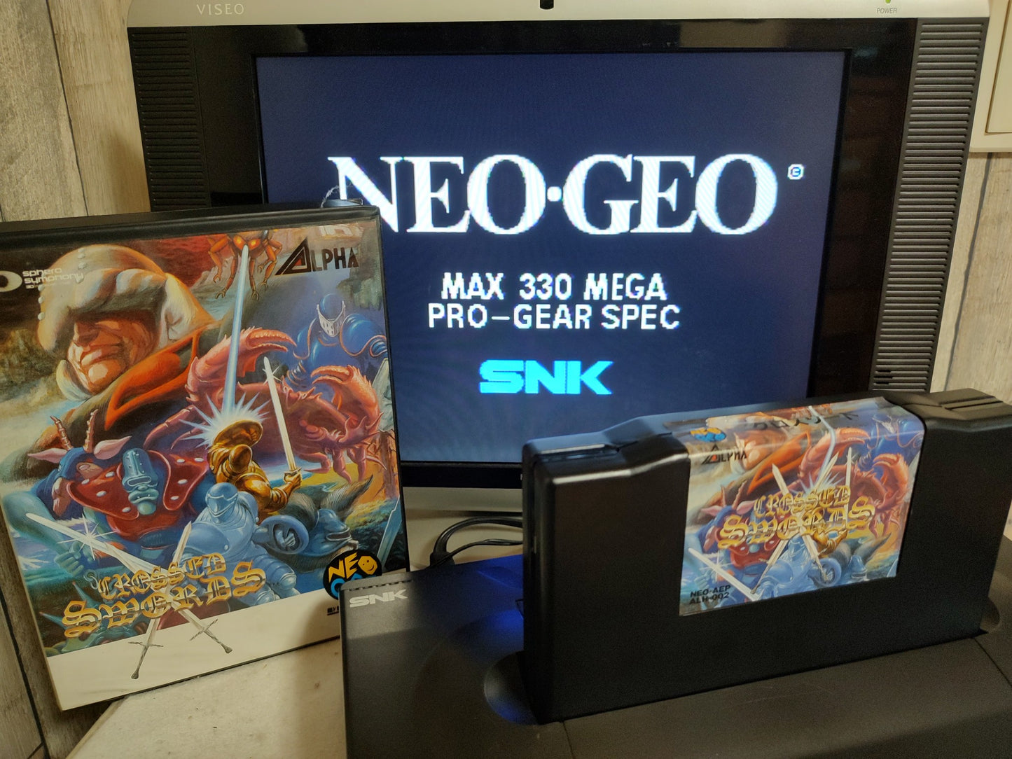CROSS SWORD SNK NEO GEO AES Cartridge, Manual Boxed set tested-f0821
