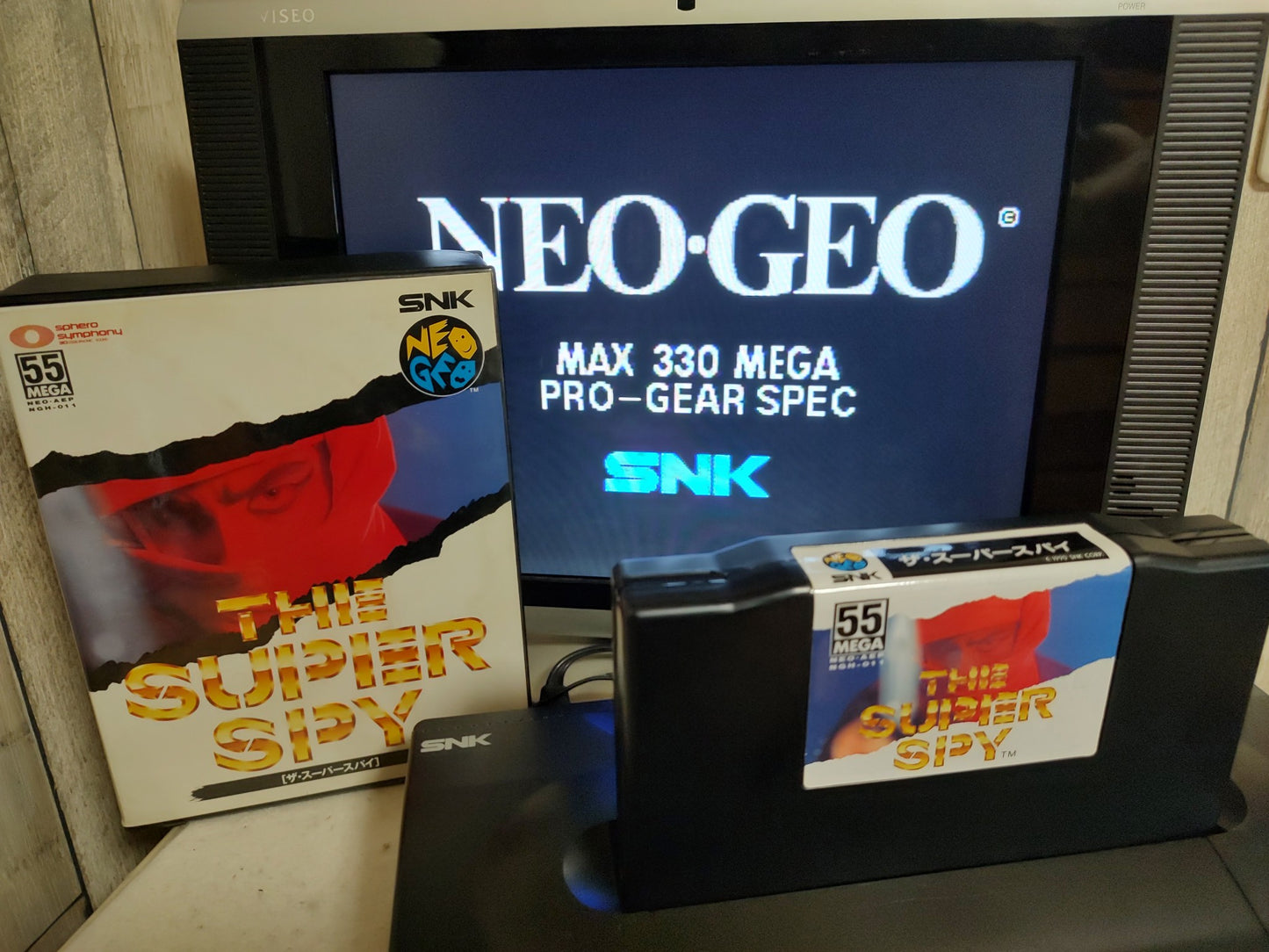 THE SUPER SPY SNK NEO GEO AES Cartridge, Manual Boxed set tested-f0821