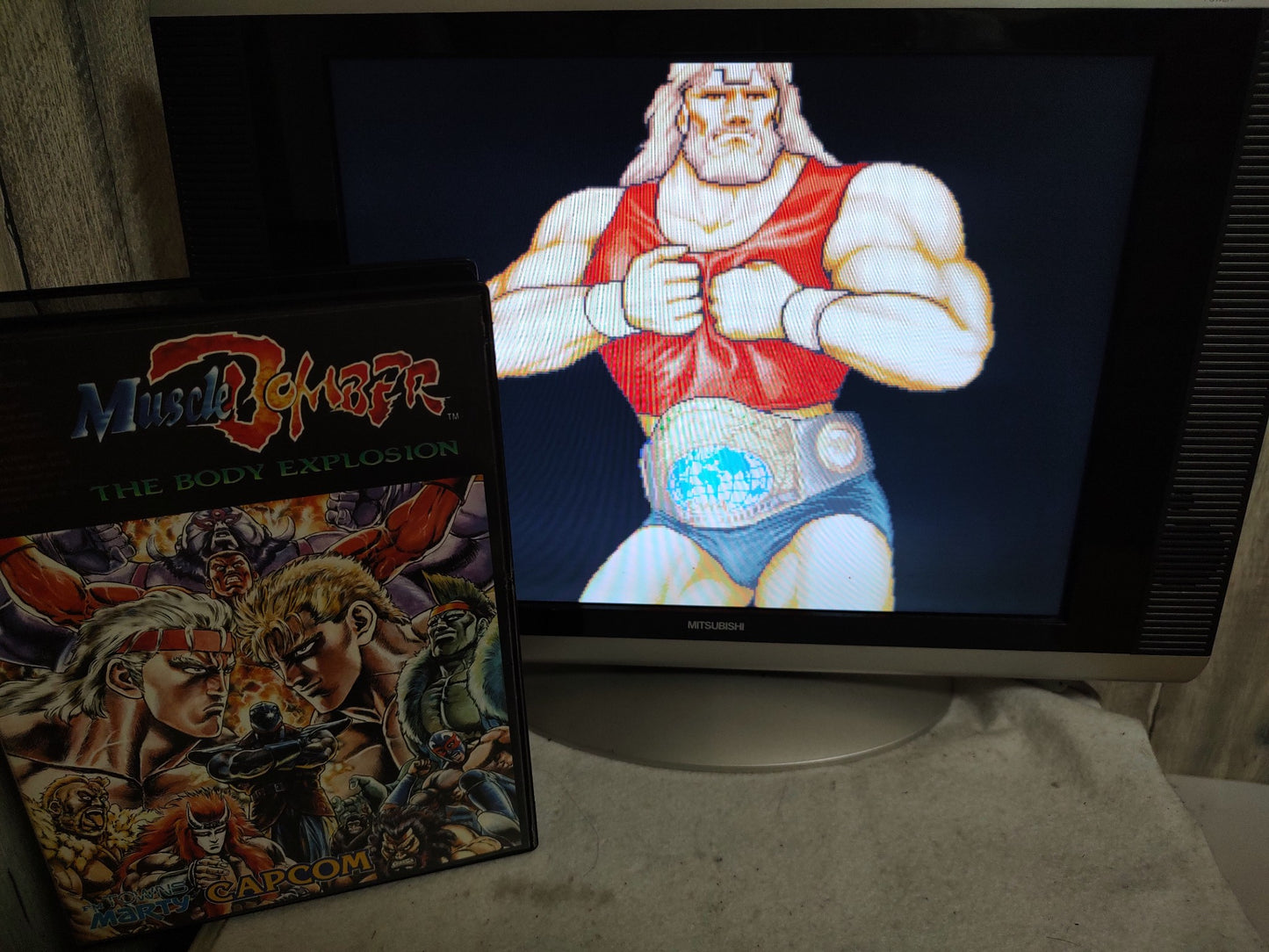 MUSCLE BOMBER (Saturday Night Slam Masters) FM TOWNS / MARTY Boxed set-f0831-