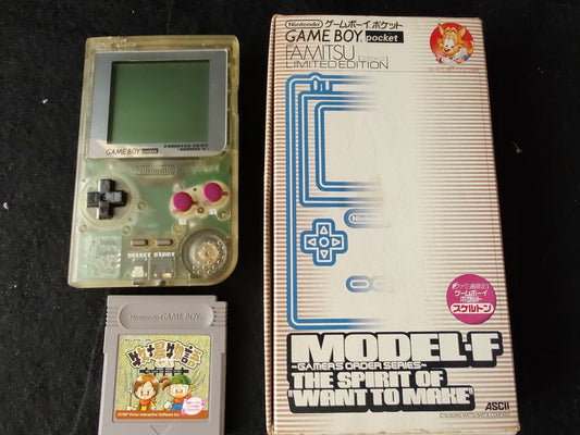 Gameboy Pocket FAMITSU Skeleton MGB-001 Console Game and box set, Working-f0914-