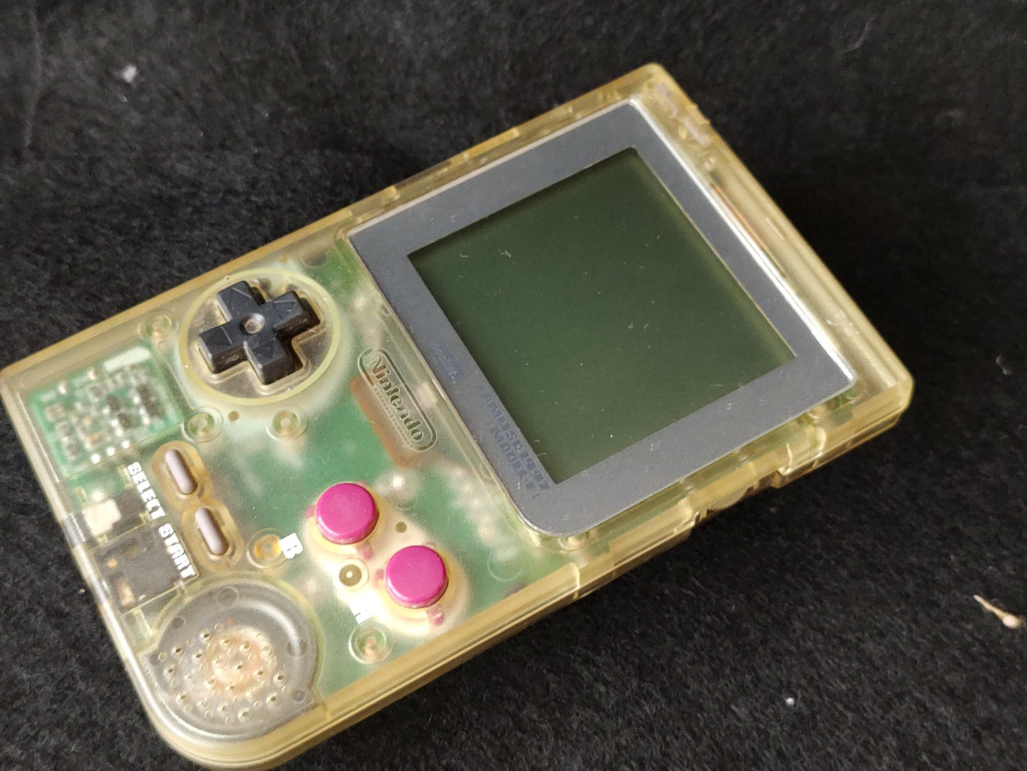 Gameboy Pocket FAMITSU Skeleton MGB-001 Console Game and box set, Working-f0914-