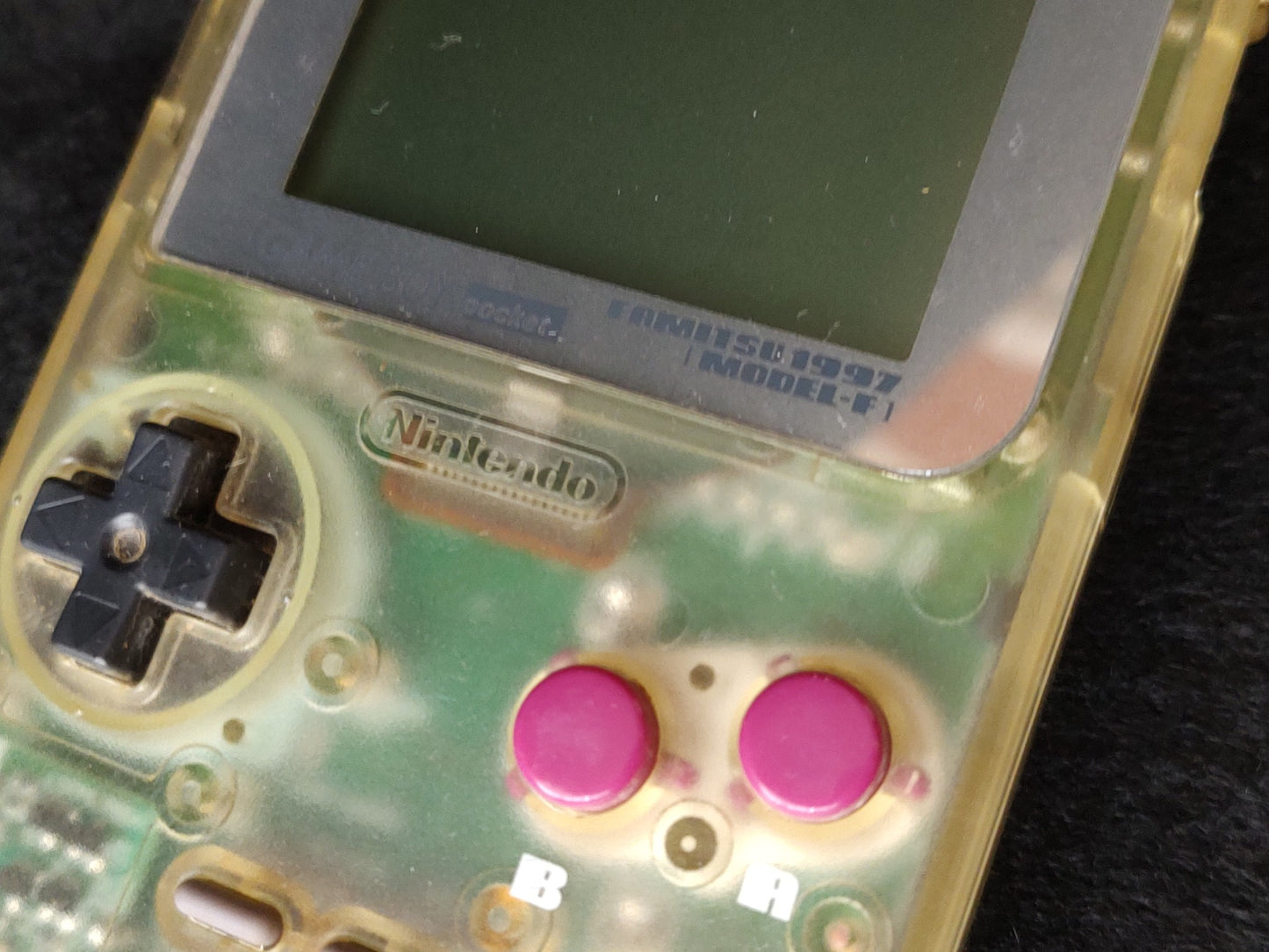 Gameboy Pocket FAMITSU Skeleton MGB-001 Console Game and box set, Working-f0914-