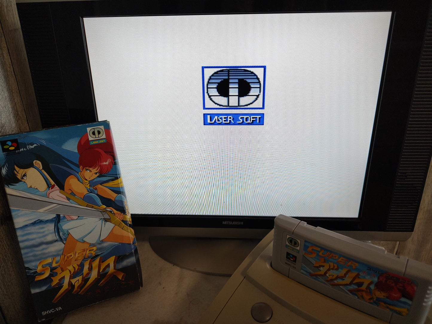 Super Valis - Akaki Tsuki no Otome- Super Famicom SFC Cart w/,Manual, Box-f0916-