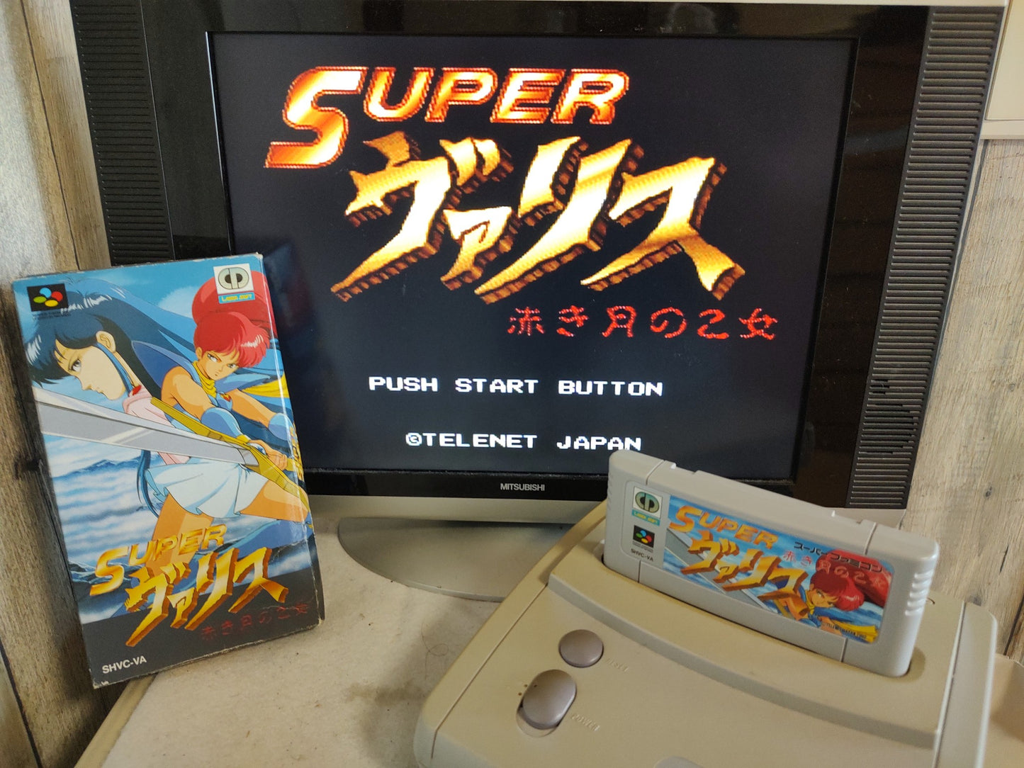 Super Valis - Akaki Tsuki no Otome- Super Famicom SFC Cart w/,Manual, Box-f0916-