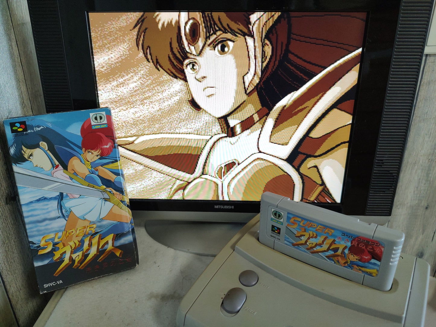 Super Valis - Akaki Tsuki no Otome- Super Famicom SFC Cart w/,Manual, Box-f0916-