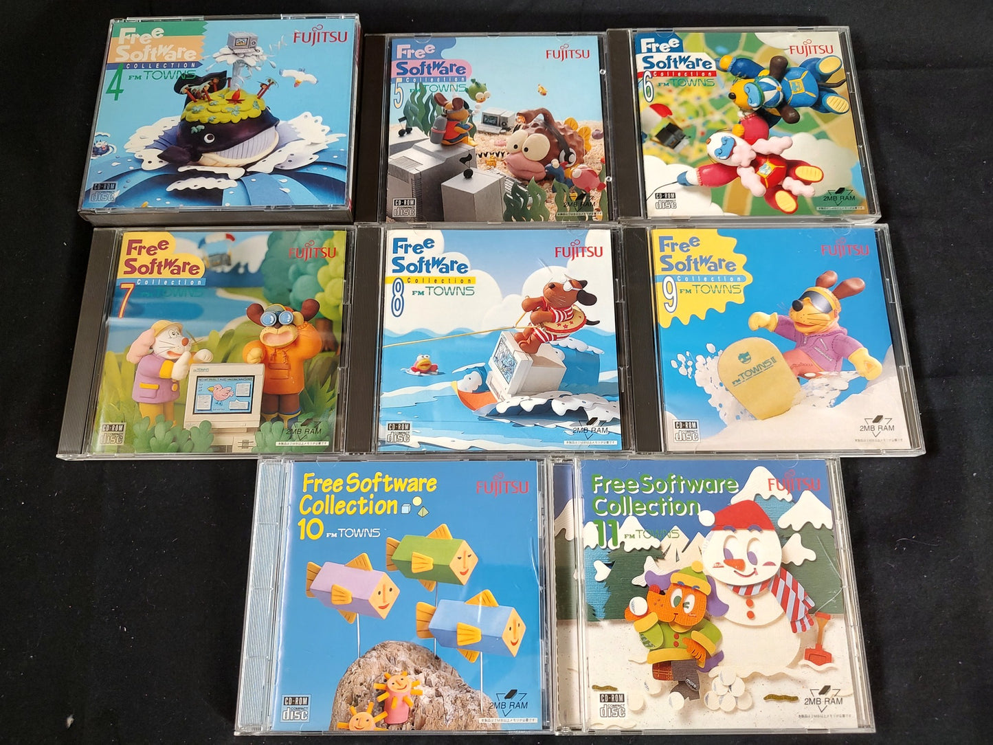 FM TOWNS Free Software collections 4-11 Boxed set Fujitsu Marty, untested-f0925-