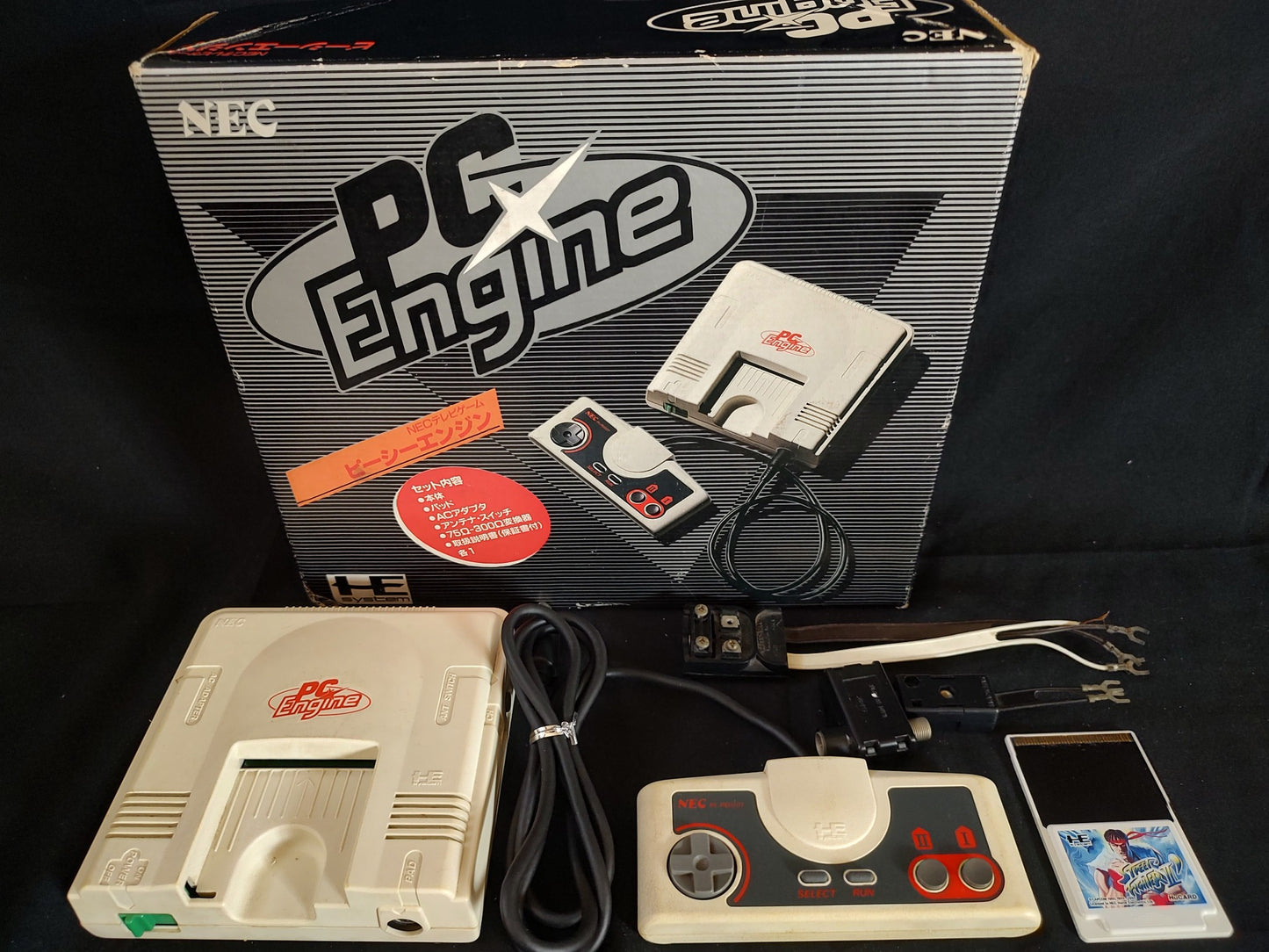 NEC PC Engine white Console (TurboGrafx-16) ,Pad, Box, Game set