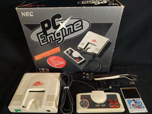 NEC PC Engine white Console (TurboGrafx-16) ,Pad, Box, Game set tested-f0927-