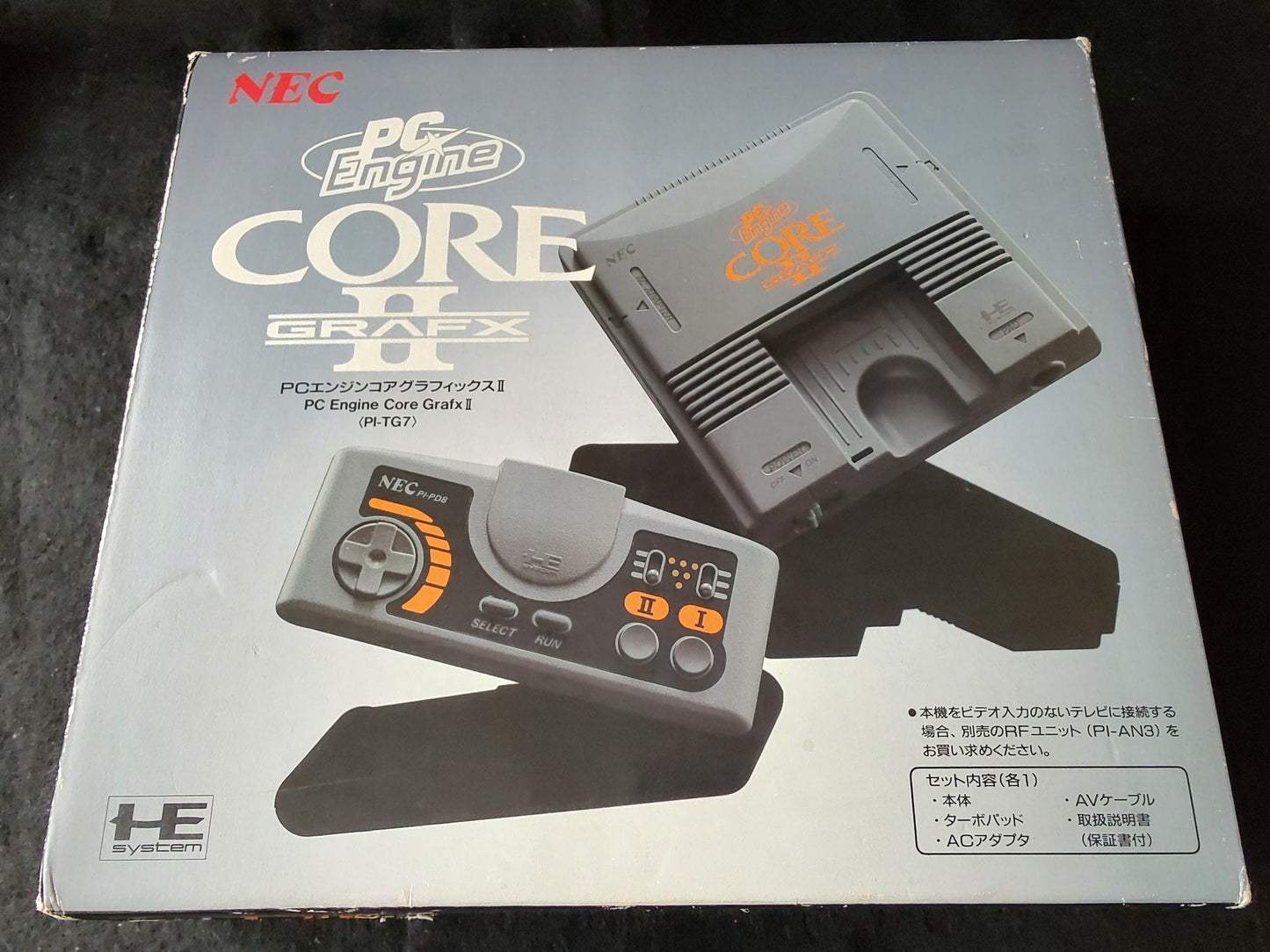NEC PC Engine Coregrafx2 Console PI-TG7 TurboGrafx16,Pad,AV cable,Box set-f1008-