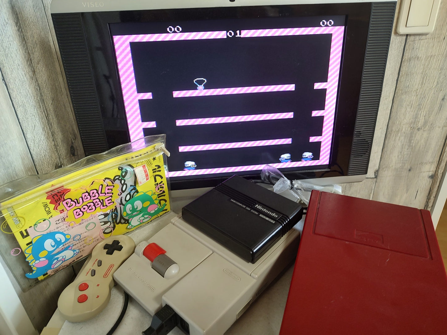 BUBBLE BOBBLE for FAMICOM DISK SYSTEM/Disk and Plastic bag set/ Working-f1008-