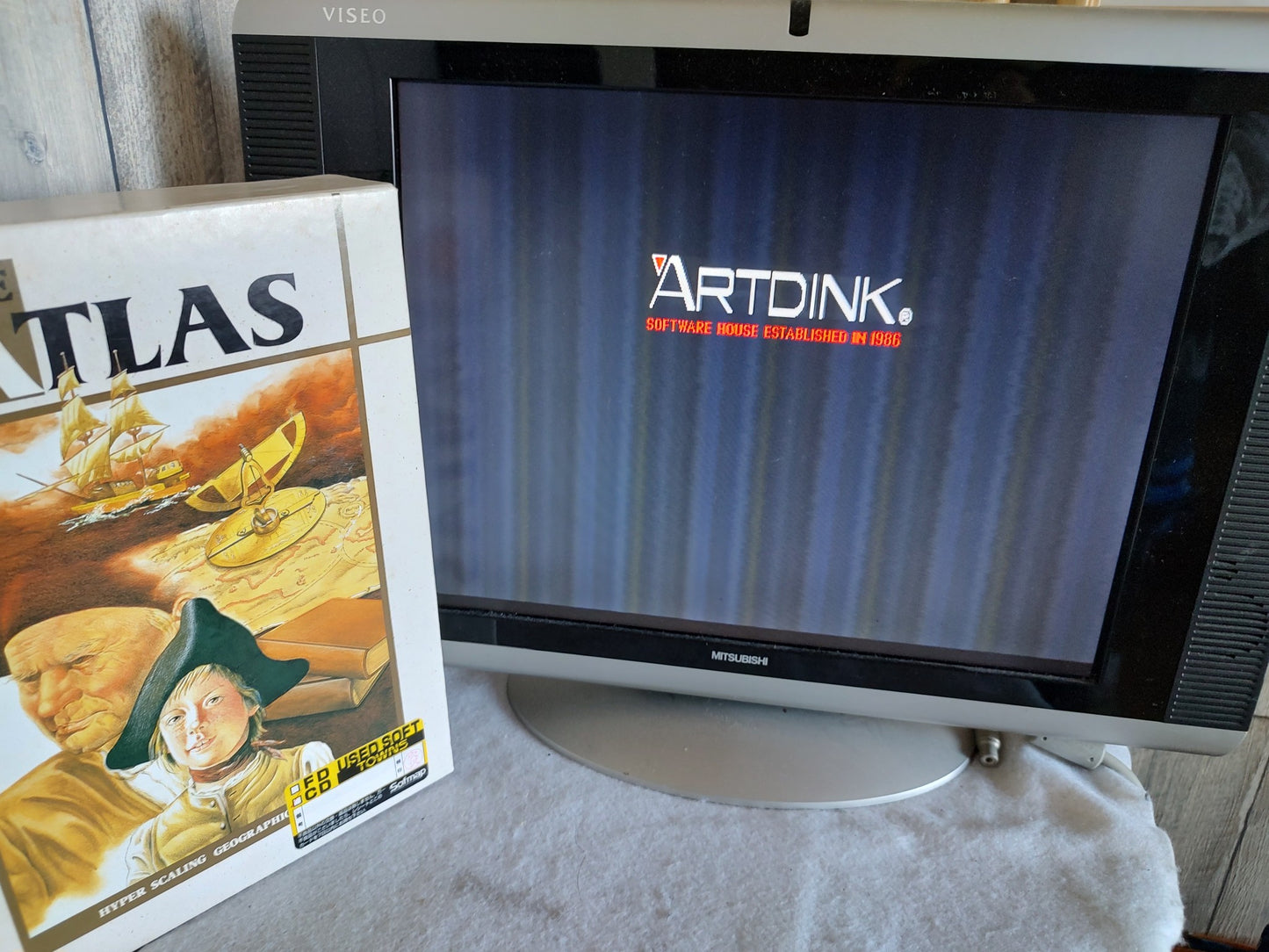 THE ATLAS ARTDINK FM TOWNS Marty Game w/Manual, Box set, Working-f1022-