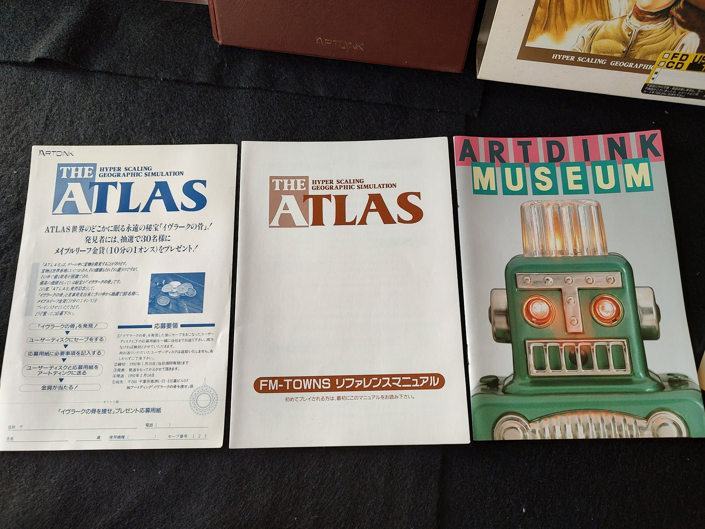 THE ATLAS ARTDINK FM TOWNS Marty Game w/Manual, Box set, Working-f1022-