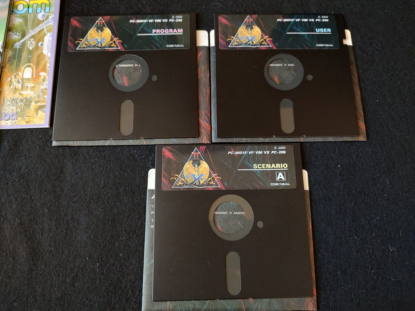 PC-9801 PC98 Ys2 Ancient Ys Vanished Floppy Disk w/manual, papers, Non-tested