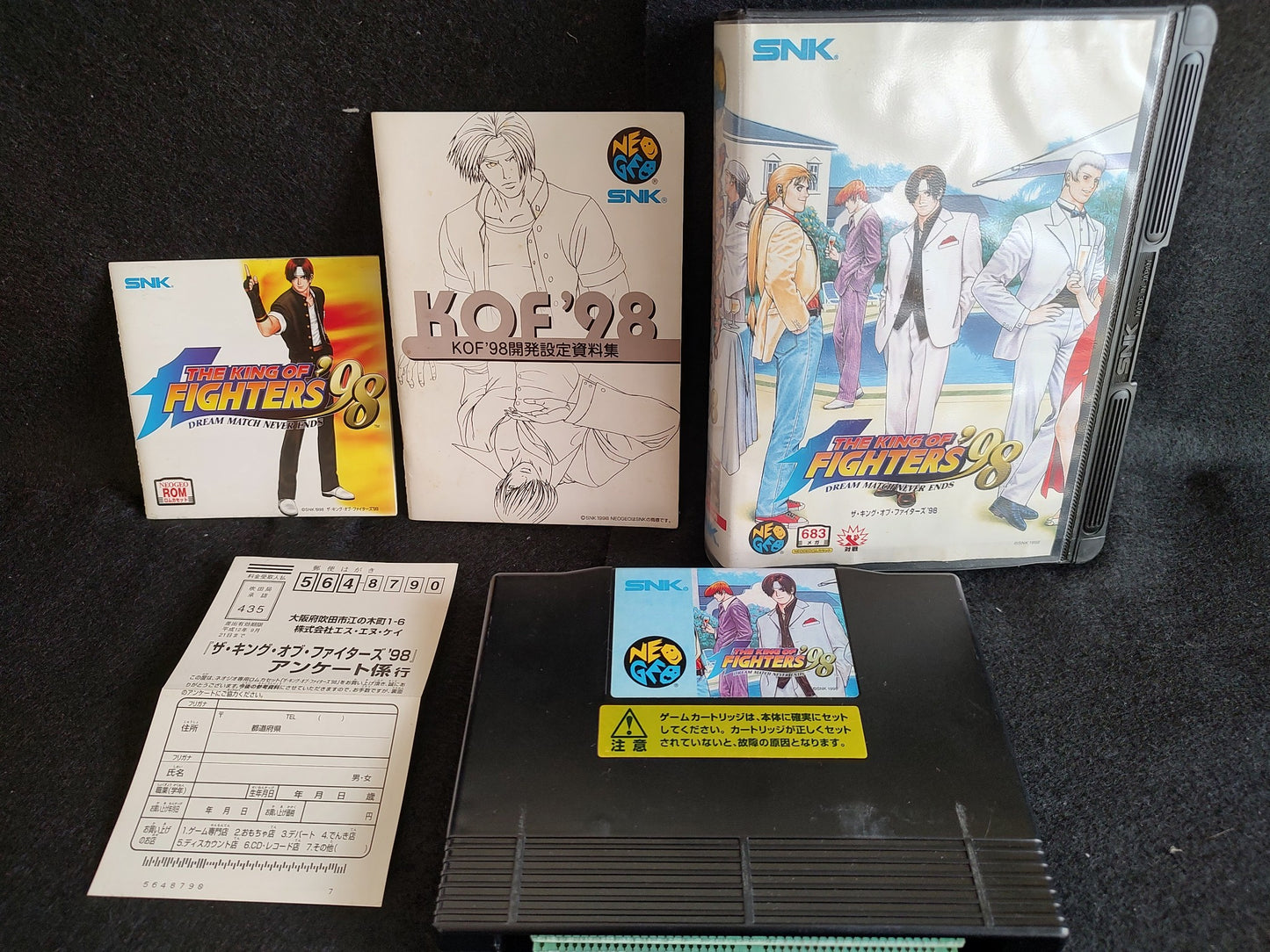 The King of Fighters 98 KOF98 SNK NEO GEO AES Cartridge, Manual Boxed set-f1128-