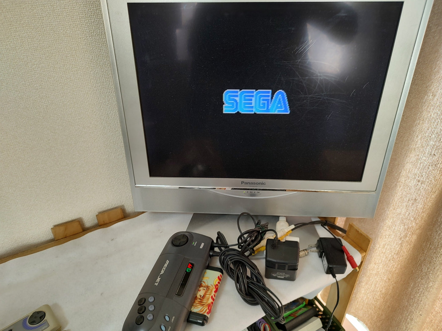 Mega Drive MEGA JET Console System HMJ-0300 PSU,AV cable,Game set,Woriking-f1130