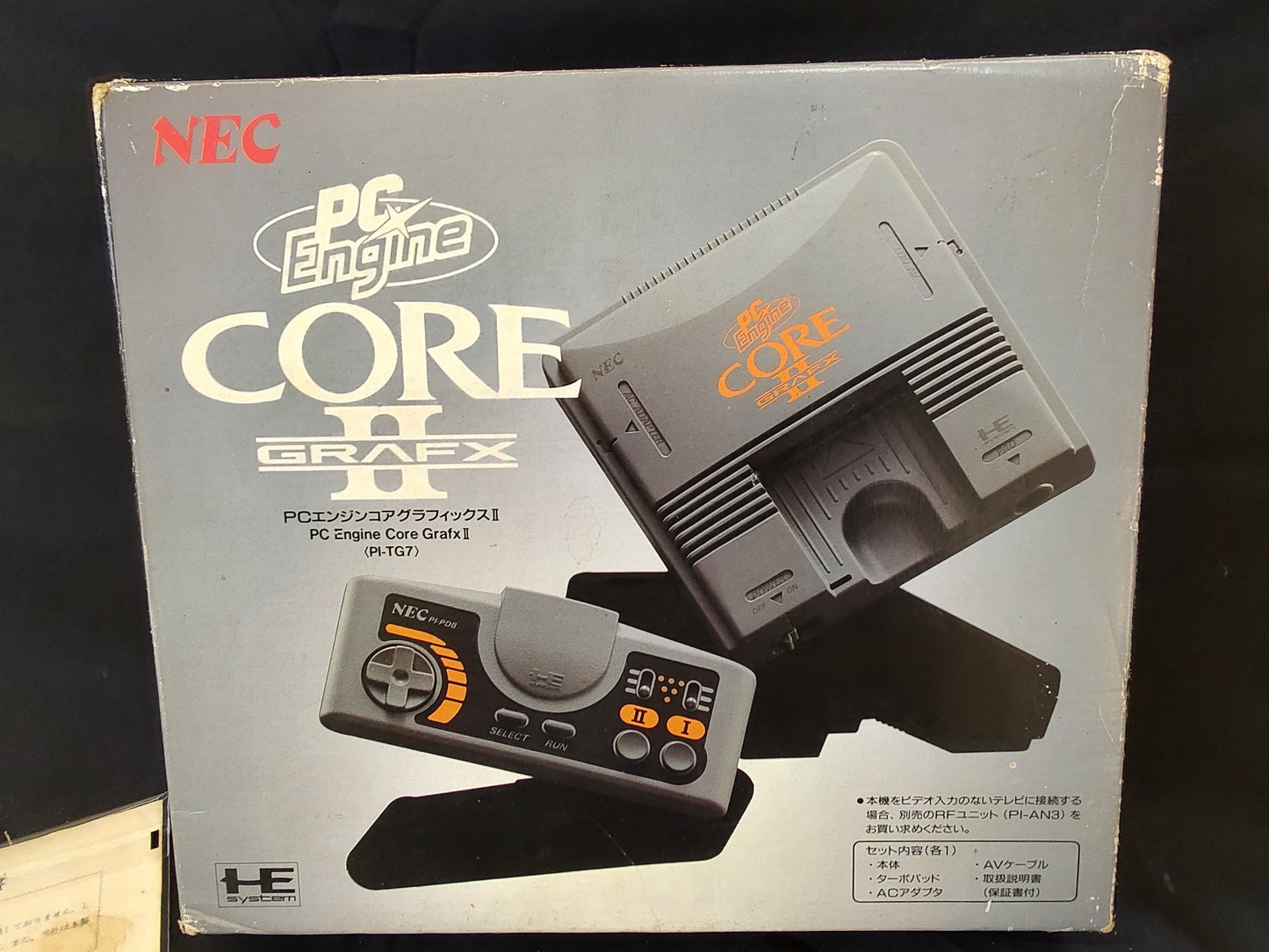 NEC PC Engine Coregrafx2 Console PI-TG7 TurboGrafx16,Pad,AV cable,Box set-f1204-