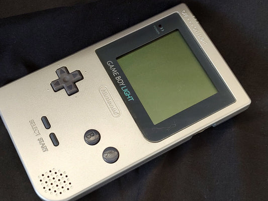Nintendo Gameboy Light silver color console HGB-101, working -g0112-