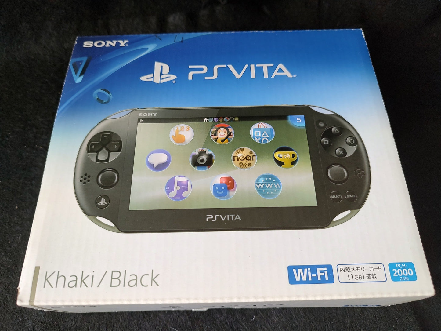 SONY PS Vita PCH-2000 Hhaki Black Console 1GB, w/Manual Box set, Working-g0201-