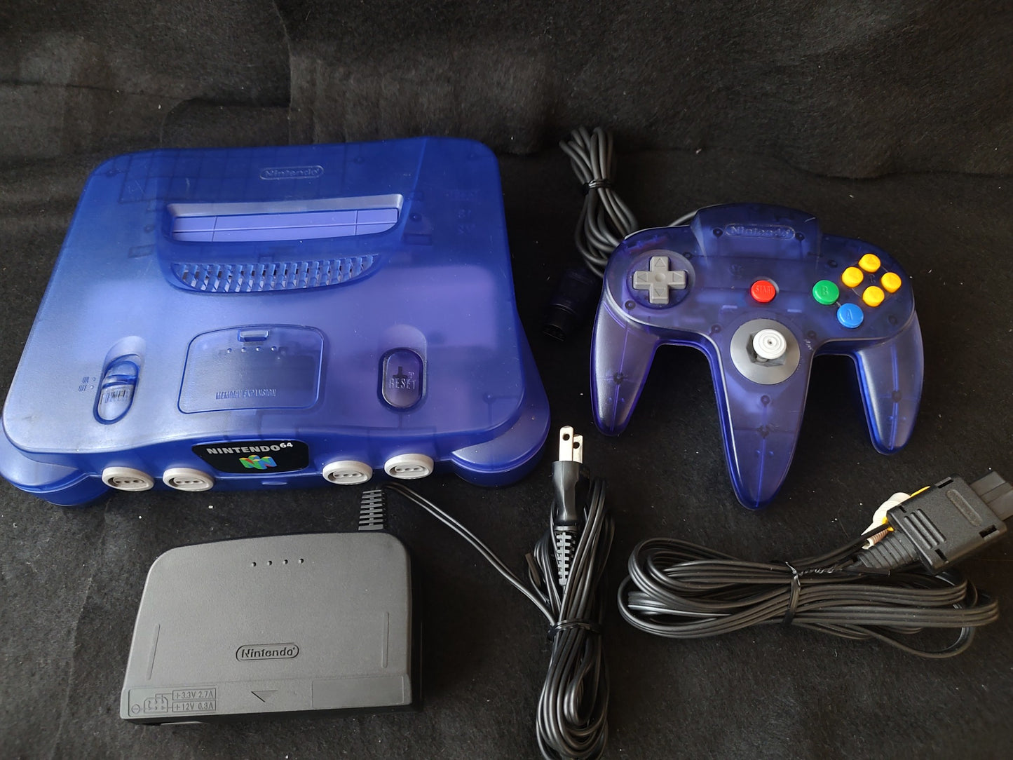 Nintendo 64 Midnight Blue Toysrus limited edition Console set, Working-g0215-