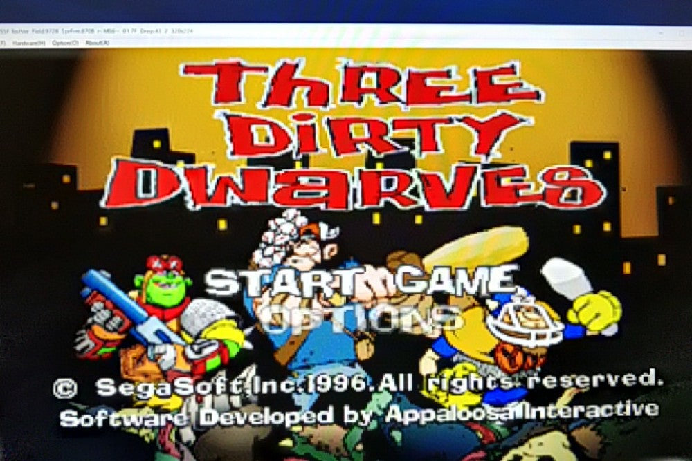 THREE DIRTY DWARVES SEGA Saturn Game Disk, Manual, Boxed set tested-d0519-
