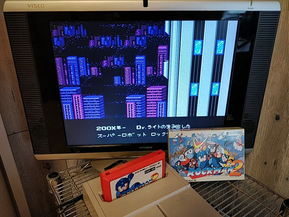 ROCKMAN 2 (MEGAMAN) Nintendo FAMICOM(NES) Cartridge,Manual,Boxed set -d0715-