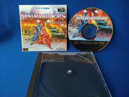 THE NINJA WARRIORS MEGA CD shooter game Disk, Manual, Box set, Working -f0524-