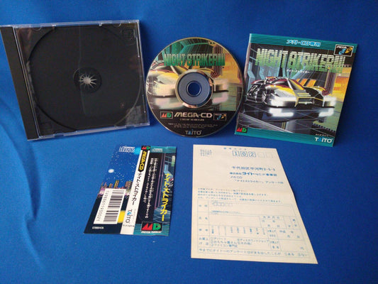 Night Striker MEGA CD shooter game Disk, Manual, Box set, Working -f0524-